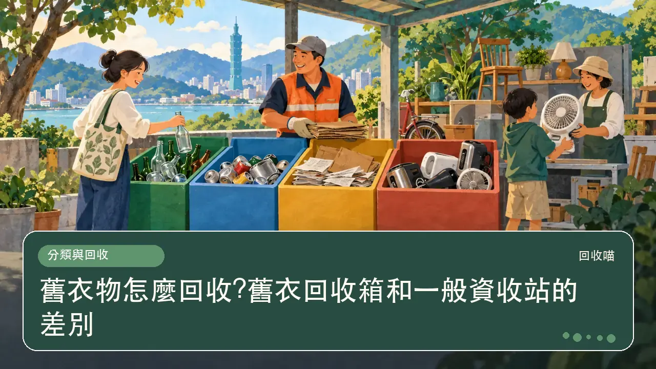 舊衣物怎麼回收?舊衣回收箱和一般資收站的差別主題插畫