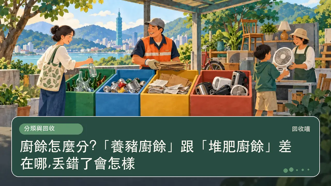 廚餘怎麼分?「養豬廚餘」跟「堆肥廚餘」差在哪,丟錯了會怎樣主題插畫
