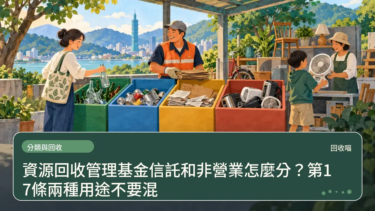 資源回收管理基金信託和非營業怎麼分?第17條兩種用途不要混主題插畫