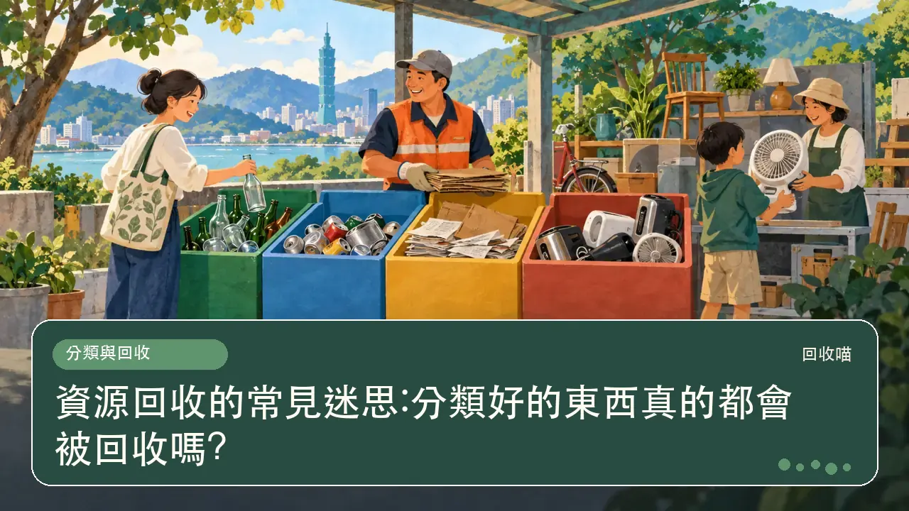 資源回收的常見迷思:分類好的東西真的都會被回收嗎?主題插畫