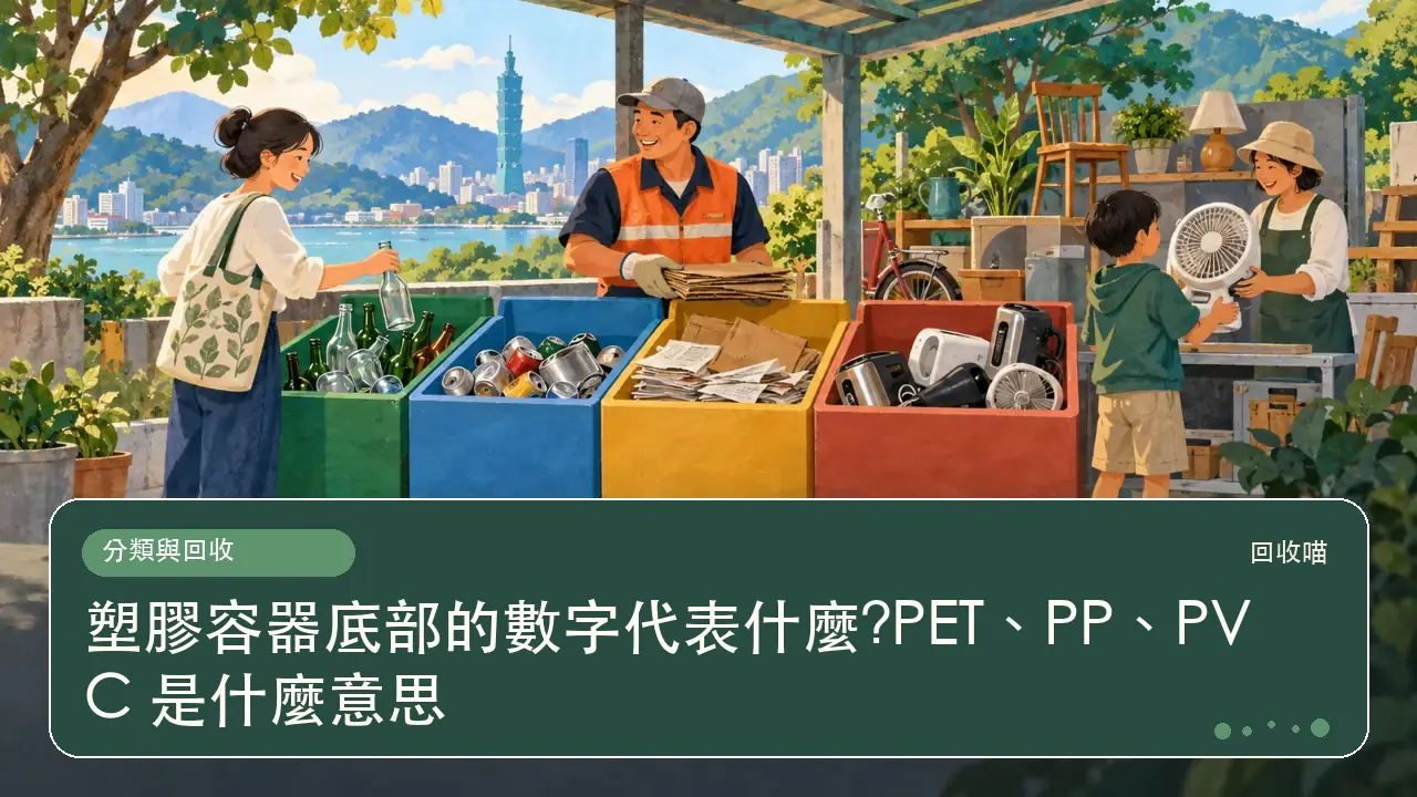 塑膠容器底部的數字代表什麼?PET、PP、PVC 是什麼意思主題插畫