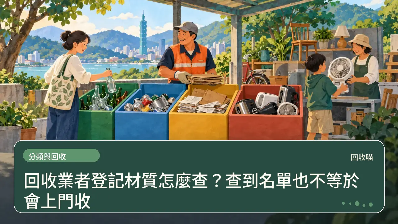回收業者登記材質怎麼查？查到名單也不等於會上門收主題插畫