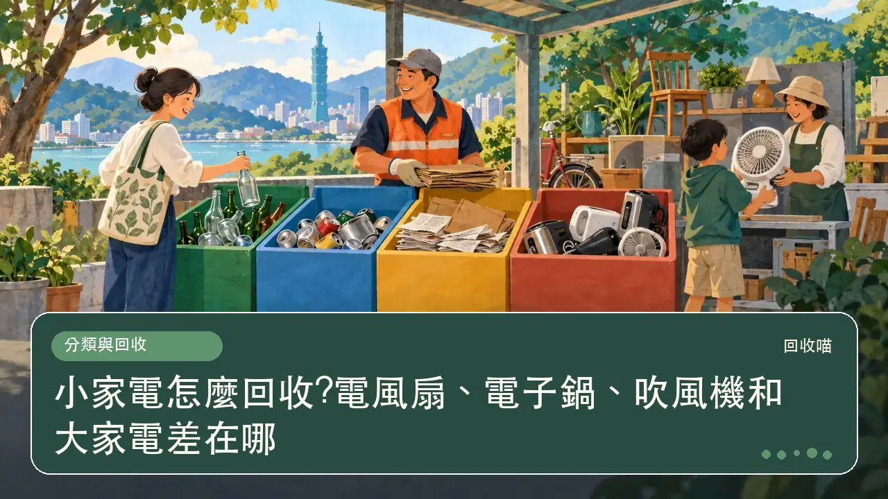 小家電怎麼回收?電風扇、電子鍋、吹風機和大家電差在哪主題插畫